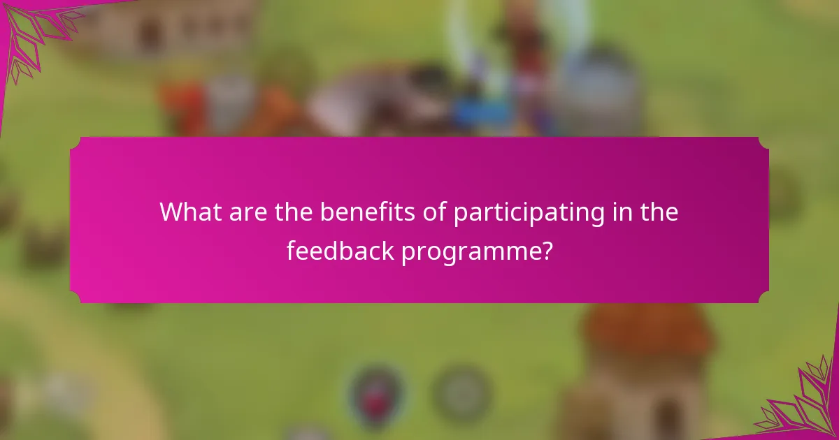 What are the benefits of participating in the feedback programme?