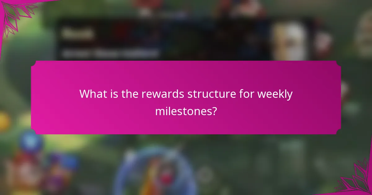 What is the rewards structure for weekly milestones?