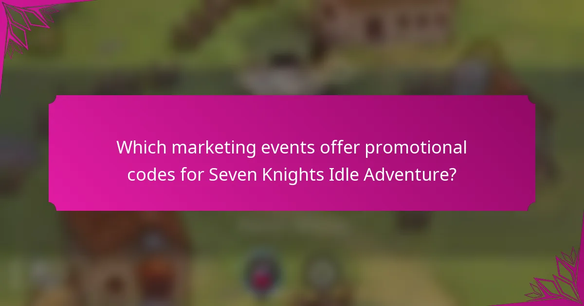 Which marketing events offer promotional codes for Seven Knights Idle Adventure?